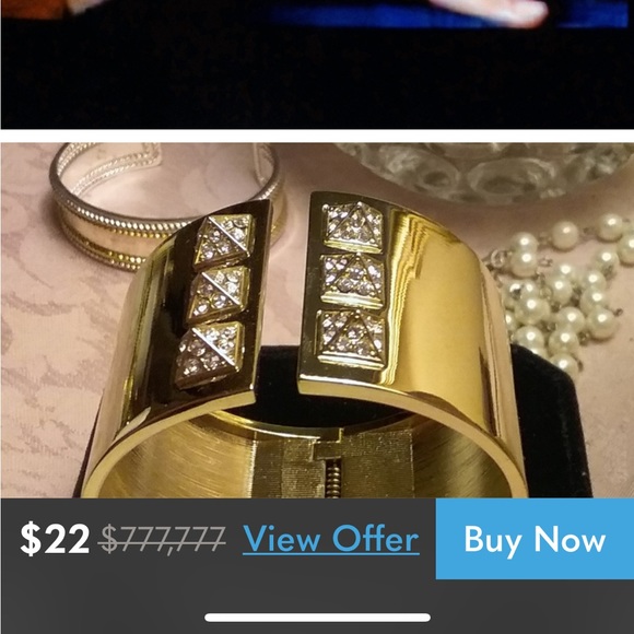 Victoria's Secret Jewelry - Gift box VS Diamonelle Gold Hinged Cuff Bracelet New w/Ribbon